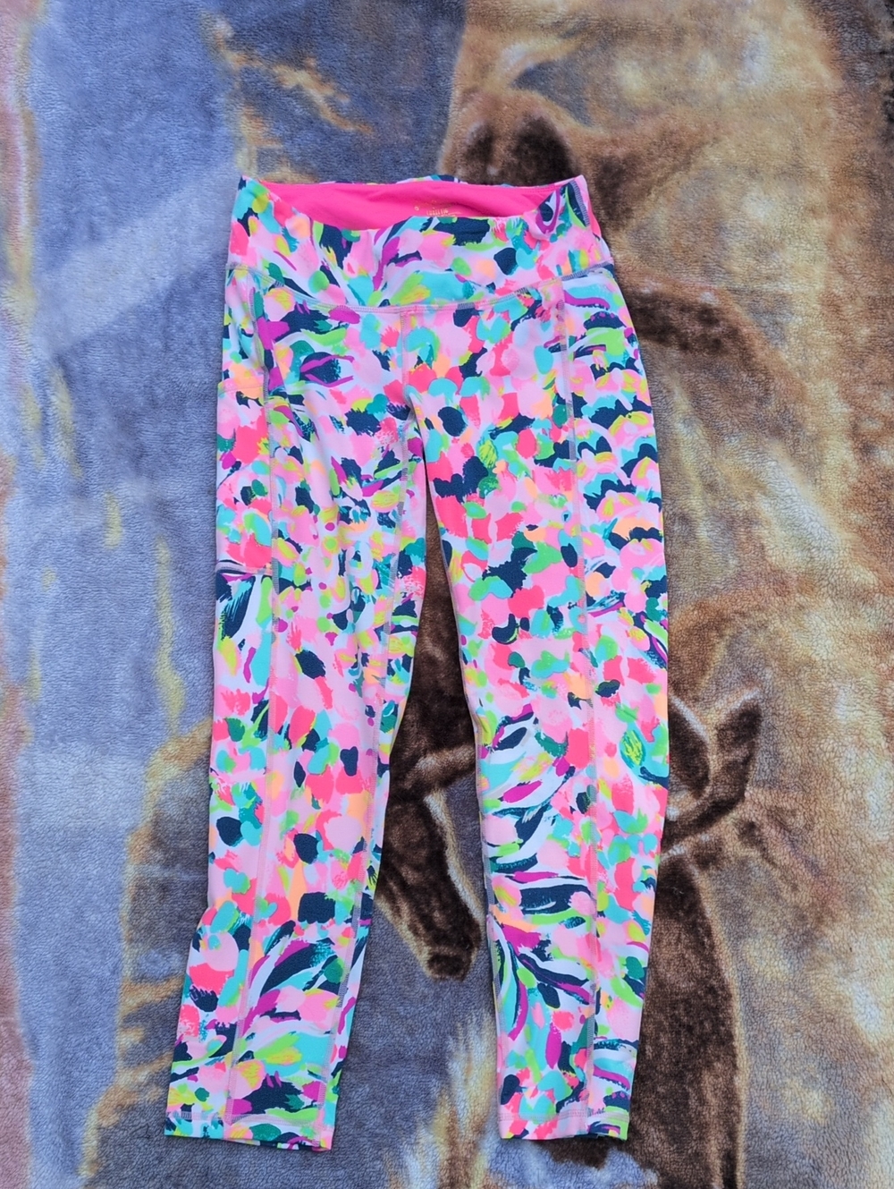 Lilly Pulitzer Neon Floral Print Women's Leggings Small S